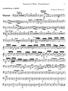 Partition violoncelles / Basses, Fantasia pour Piano, chœur et orchestre