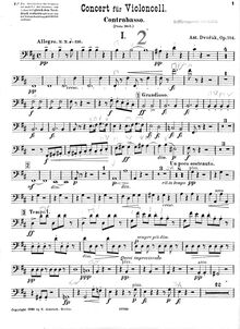 Partition corde Basses, violoncelle Concerto, Koncert pro violoncello a orchestr