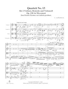 Partition , Adagio ma non troppo, corde quatuor No.13, Op.130, B♭ major