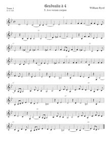 Partition ténor viole de gambe 1, aigu clef, Gradualia I, Byrd, William par William Byrd