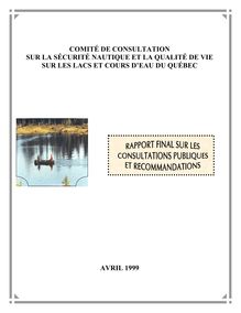 Comité de consultation sur la sécurité nautique et la qualité de vie  sur les lacs et cours d'eau