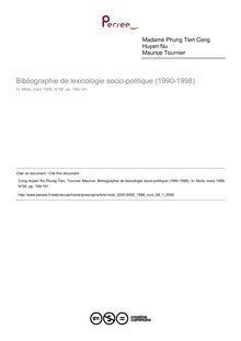 Bibliographie de lexicologie socio-politique (1990-1998)  ; n°1 ; vol.58, pg 189-191