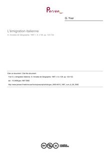 L émigration italienne - article ; n°26 ; vol.6, pg 123-132