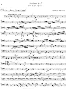 Partition violoncelles / Basses, Symphony No.7, A major, Beethoven, Ludwig van