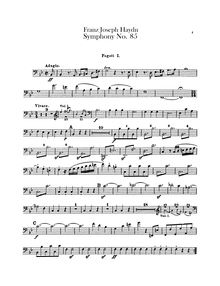Partition basson 1, 2, Symphony No.85 en B♭ major, “La Reine”, Sinfonia No.85, “The Queen (of France)”