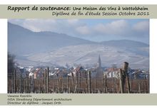 Rapport de soutenance: Une Maison des Vins Wettolsheim Diplôme de fin d étude Session Octobre