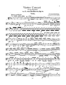 Partition viole de gambe, Piano Concerto No.4, G major, Beethoven, Ludwig van