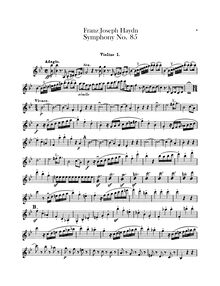 Partition violons I, Symphony No.85 en B♭ major, “La Reine”, Sinfonia No.85, “The Queen (of France)”