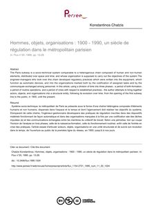 Hommes, objets, organisations : 1900 - 1990, un siècle de régulation dans le métropolitain parisien - article ; n°20 ; vol.11, pg 13-26