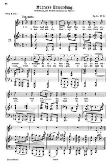 Partition No. 3: Murrays Ermordung, chansons et Romances, Lieder und Romanzen par Johannes Brahms