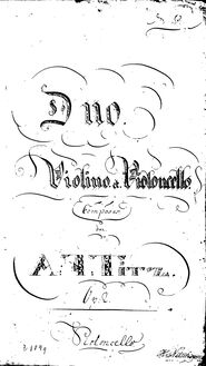 Partition de violoncelle, Duo, Op.2, Titz, Anton Ferdinand
