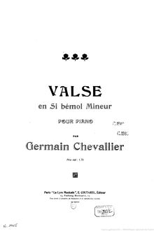 Partition complète, Valse en Si bémol mineur, B♭ minor, Chevallier, Germain