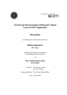 Growth and characterization of diamond _d63-doped [delta-doped] layers for FET applications [Elektronische Ressource] / von Hayssam el-Hajj