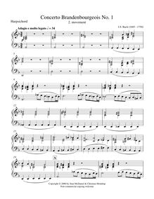 Partition clavecin, Brandenburg Concerto No.1, F major, Bach, Johann Sebastian par Johann Sebastian Bach