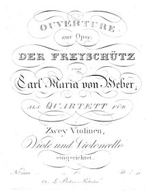 Partition viole de gambe, Der Freischütz, Op.77, Eine romantische Oper in 3 Aufzügen
