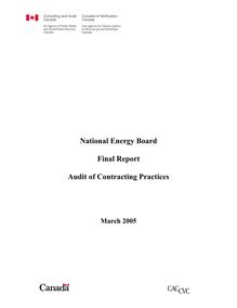 National Energy Board - Final Report - Audit of Contracting Pratices  - March 2005