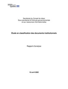 Étude en classification des documents institutionnels