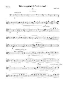 Partition de viole de gambe, Piano quintette No.2 en E minor par Albin Fries