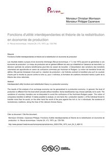 Fonctions d utilité interdépendantes et théorie de la redistribution en économie de production - article ; n°5 ; vol.24, pg 725-760