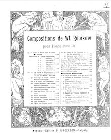 Partition complète, À la brume, Op.23, Въ Сумеркaхъ, Rebikov, Vladimir