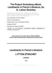 Landmarks in French Literature