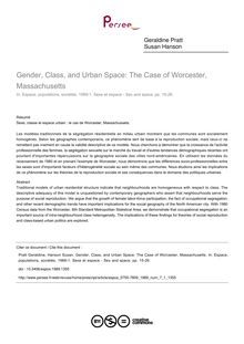 Gender, Class, and Urban Space: The Case of Worcester, Massachusetts - article ; n°1 ; vol.7, pg 15-26