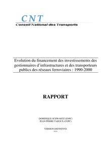 Evolution du financement des investissements des gestionnaires d infrastructures et des transporteurs publics des réseaux ferroviaires : 1990-2000