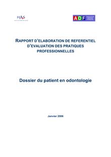 Dossier du patient en odontologie rapport