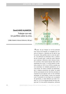 Trabajar con red. Un panfleto sobre la crisis. David Anisi Alameda, (1988. Madrid: Alianza Editorial, 185 pp.)