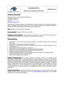 QF6 01 01 v2 Marketing and Communication Specialist - Biomomentum ...