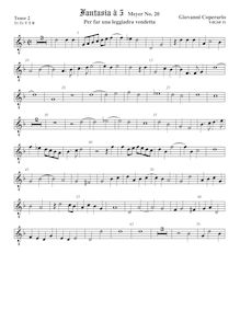 Partition ténor viole de gambe 2, octave aigu clef, Fantasia pour 5 violes de gambe, RC 54