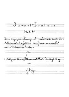 Partition Complete manuscript, Juravit Dominus, B♭ major, Högn, August