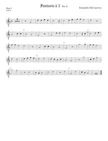 Partition Bass1 viole de gambe (octave aigu clef), fantaisies pour 3 violes de gambe