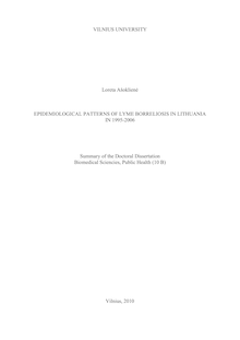 Epidemiological patterns of Lyme borreliosis in Lithuania in 1995-2006 ; Laimo boreliozės epidemiologiniai dėsningumai Lietuvoje 1995-2006 metais