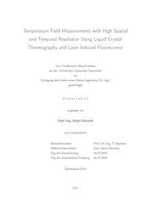 Temperature field measurements with high spatial and temporal resolution using liquid crystal thermography and laser induced fluorescence [Elektronische Ressource] / vorgelegt von Ralph Nasarek