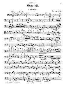 Partition violoncelle, corde quatuor No.1, B♭ major, Suk, Josef