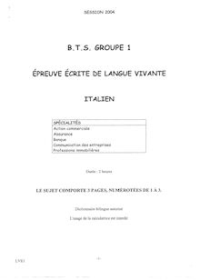 Btsac 2004 examen italien lv1