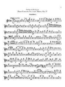 Partition flûte 1, 2, Piano Concerto No.3, C Minor, Beethoven, Ludwig van