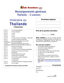 Renseignements généraux - Thaïlande