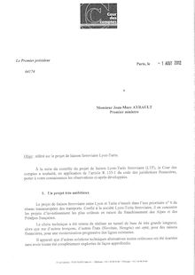 Référé de la Cour des comptes sur le Lyon-Turin 2012