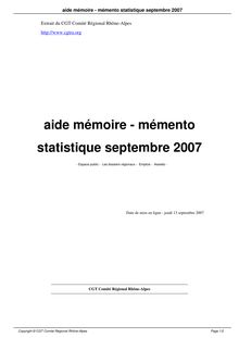 aide mémoire - mémento statistique septembre 2007