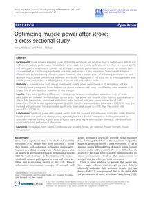 Optimizing muscle power after stroke: a cross-sectional study