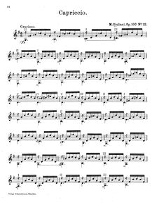 Partition No.12 - Capriccio, 24 études pour pour guitare, 24 Etudes - Instructions faciles et agréables pour la guitarre