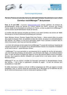 Communiqué de presse Ferrero France envoie des factures ...