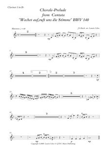Partition clarinette 1 (B♭), Wachet auf, ruft uns die Stimme, Bach, Johann Sebastian