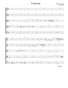 Partition Fantasia VdGS No.3 - partition complète (Tr Tr T T B), fantaisies pour 5 violes de gambe par Thomas Lupo