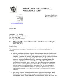 Comment letter re mandatory redemption fee rule  May  2005 …