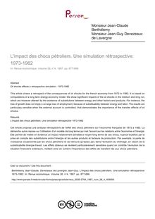 L impact des chocs pétroliers. Une simulation rétrospective: 1973-1982 - article ; n°4 ; vol.38, pg 877-896