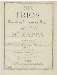 Partition violon 2, 6 Trios pour 2 Violons et Basse, Zappa, Francesco