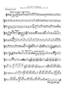Partition clarinette 1, 2 (B♭), Piano Concerto No.1, Op.23, B♭ minor